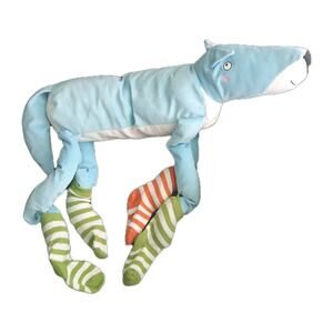 32" Ikea Barnslig Ulven BLUE DOG Plush Stripe Socks Large Soft Long Stuffed Rare